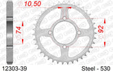 Corona AFAM 12303-39 in acciaio passo 530 YAMAHA RD 350 LC 1980  -1982